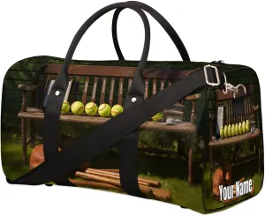 Sports Tote Gym Duffel Bag Baseball Chair Plank Background Customized Name for Women & Men,Waterproof Baseball Bag Foldable Personal Item Travel Bag for Weekender Overnight Dance Carry-On Bag