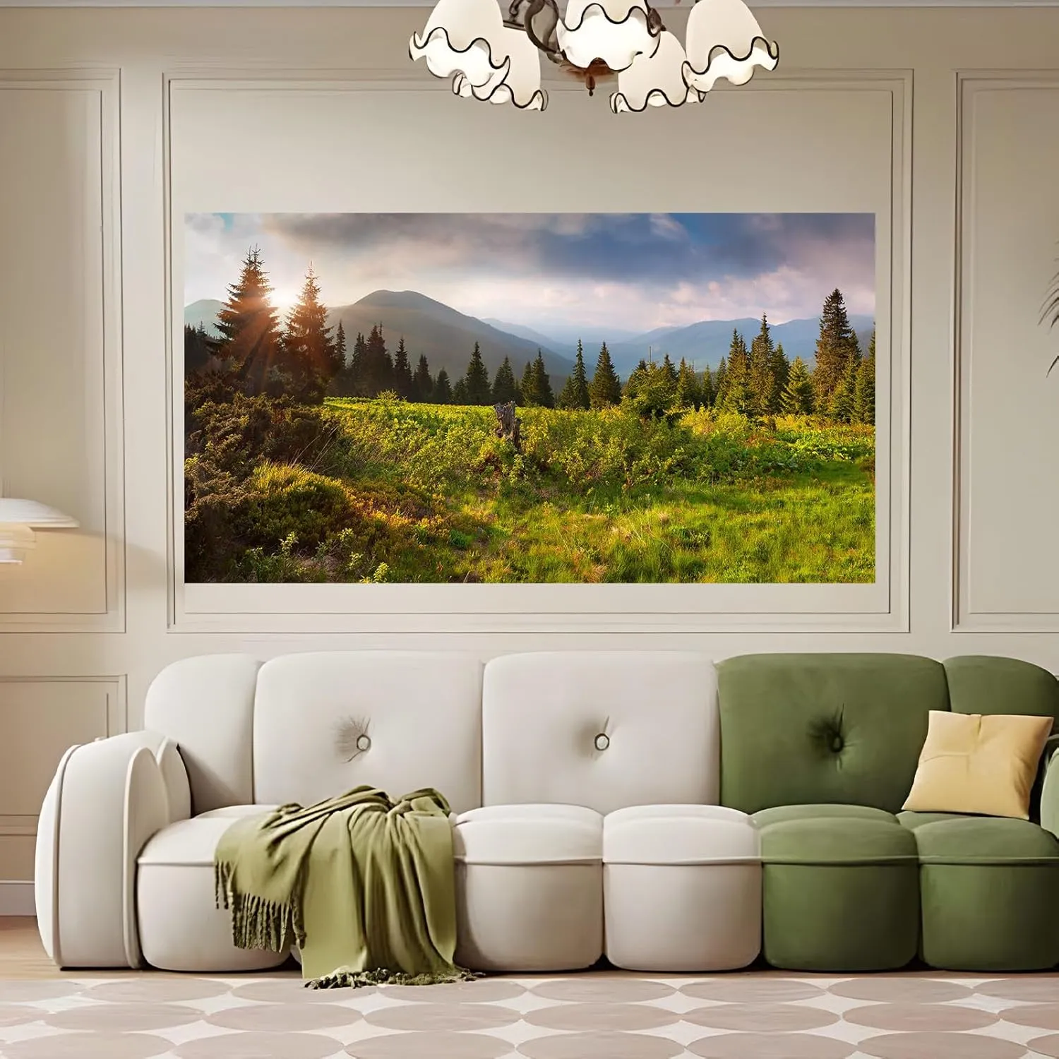 Spring Natural Scenery Background Mountains Trees Green Grass Jungle Photography Backdrop Sunshine Pine Tree Photography Background for Adults Portraits Photo Studio Decor 20x10ft