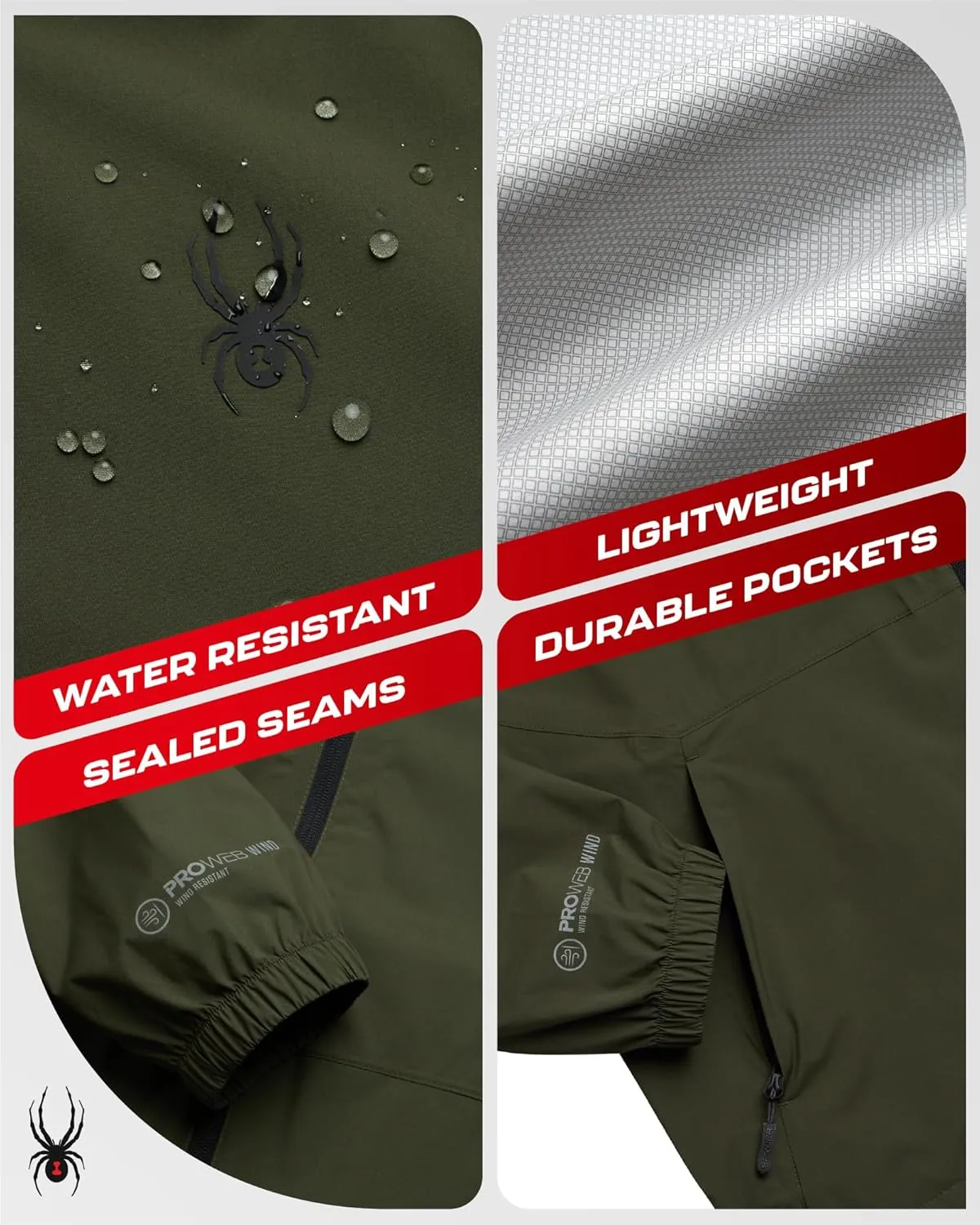 Spyder Mens Rain Jacket - Waterproof Lightweight Hooded Windbreaker, Outerwear Jacket for Golf, Hiking and Outdoor (S-XL)