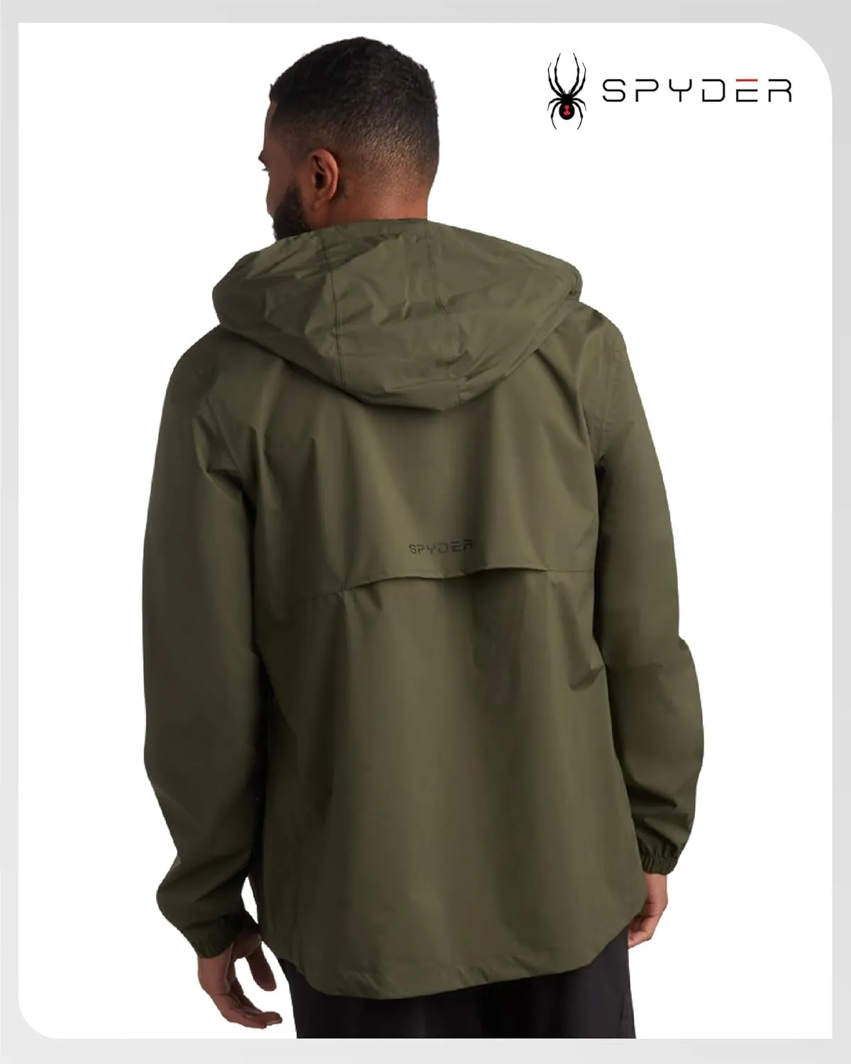 Spyder Mens Rain Jacket - Waterproof Lightweight Hooded Windbreaker, Outerwear Jacket for Golf, Hiking and Outdoor (S-XL)