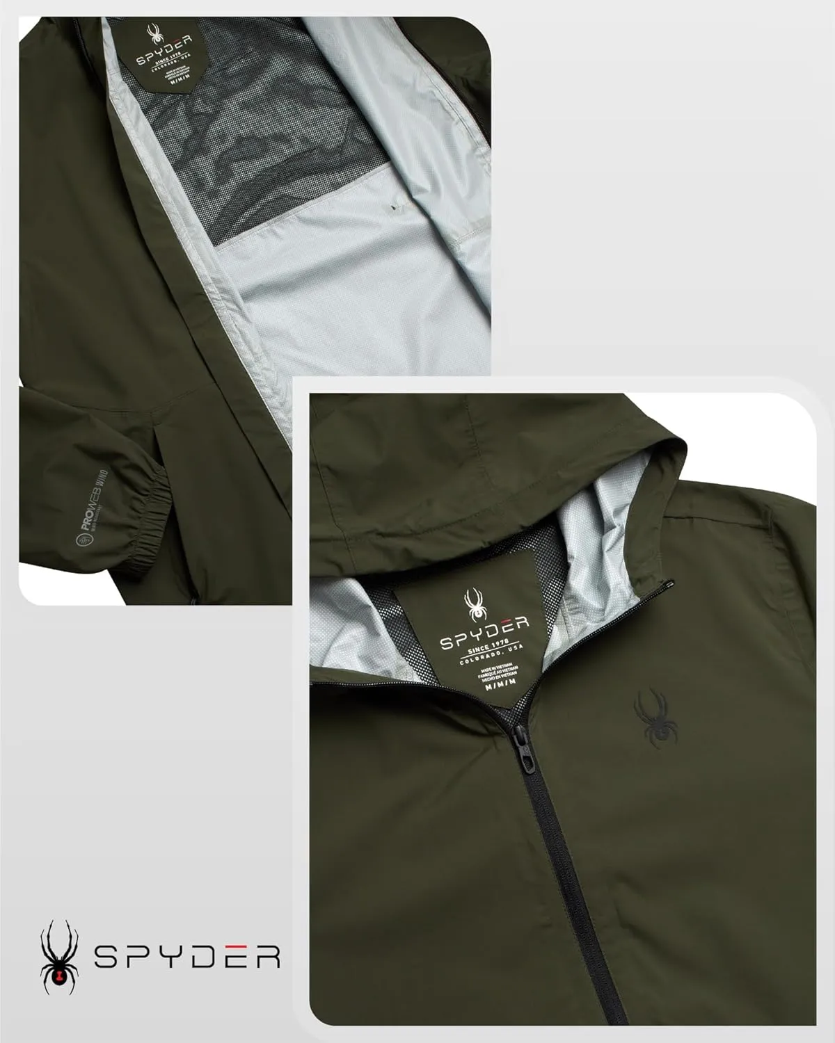 Spyder Mens Rain Jacket - Waterproof Lightweight Hooded Windbreaker, Outerwear Jacket for Golf, Hiking and Outdoor (S-XL)
