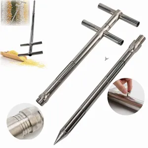 Stainless Steel Grains Powder Sampler Probe Rotary Handle Granule Solid Sack Bag Sampling Thief Double Tubes 3 Slots (Section Sampler, 32mmx 1.5m /1.3X 59inch)