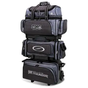 Storm 6 Ball Rolling Thunder Charcoal Plaid Grey Black Bowling Bag