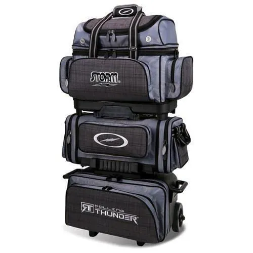 Storm 6 Ball Rolling Thunder Charcoal Plaid Grey Black Bowling Bag