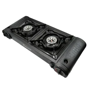 Stove Twin Running out fast Cooker Double Butane Camping Gas Burner (Portable Black) Curated collection