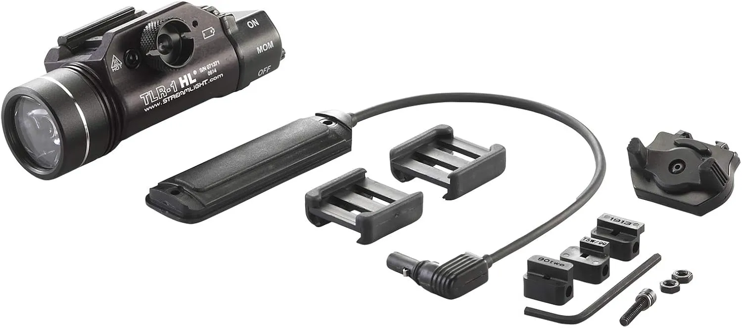 Streamlight 69262 TLR-1 HL 1000-Lumen Weapon Mounted Light with Long Gun Kit, Includes Safe Off Remote and Standard Switches, Remote Pressure Switch, Mounting Clips, Black