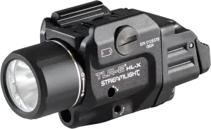 Streamlight 69465 TLR-8 HL-X USB 1000-Lumen Weapon Mounted Rechargeable Tactical Flashlight with Integrated Red Aiming Laser, Includes Key Kit, Tool, and Rechargeable Battery, Black