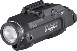 Streamlight 69470 TLR-10 Flex 1000-Lumen Rail-Mounted Tactical Weapon Light with Integrated Red Aiming Laser, Rear Switch Options, and Key Kit, Black
