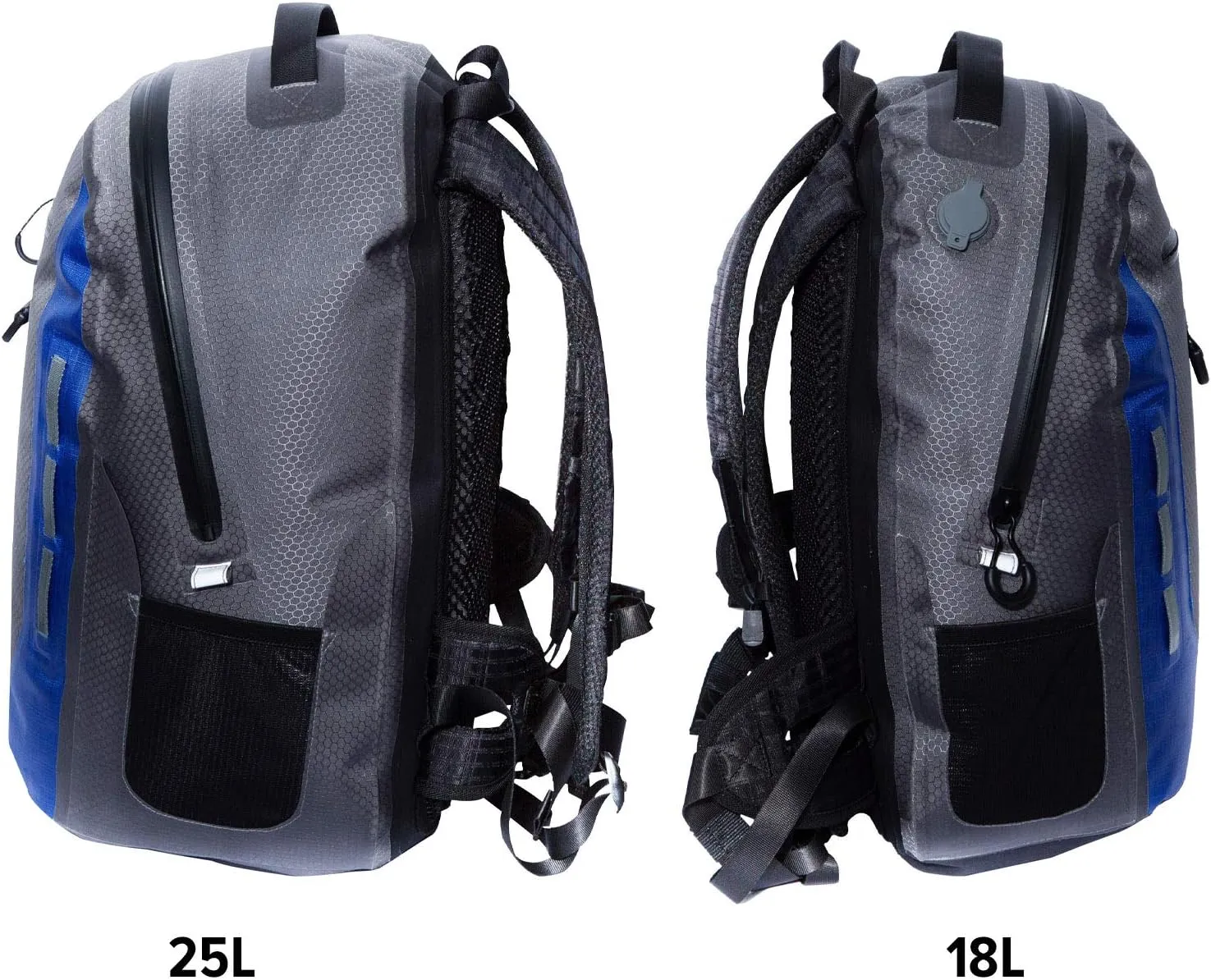 Submersipack Waterproof Backpack - Submersible, Inflatable, Floating TPU Coated Durable Nylon Dry Bag with Airtight Zipper for Kayak, Fishing, Boating, Hiking, Paddle Board (Deep Blue, 25L)