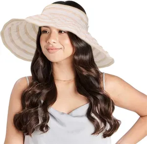 Sun Visor for Women Summer UV Protection Wide Brim Roll Up Beach Hat Adjustable Topless Hats