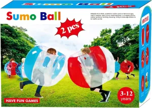 SUNSHINEMALL 2 Pack Sumo Balls for Kids Bumper Balls (3ft/0.90m) Inflatable Bubble House Summer Outdoor Toys for Adults Yard Human Hamster Ball Active Play(Red Blue 36")