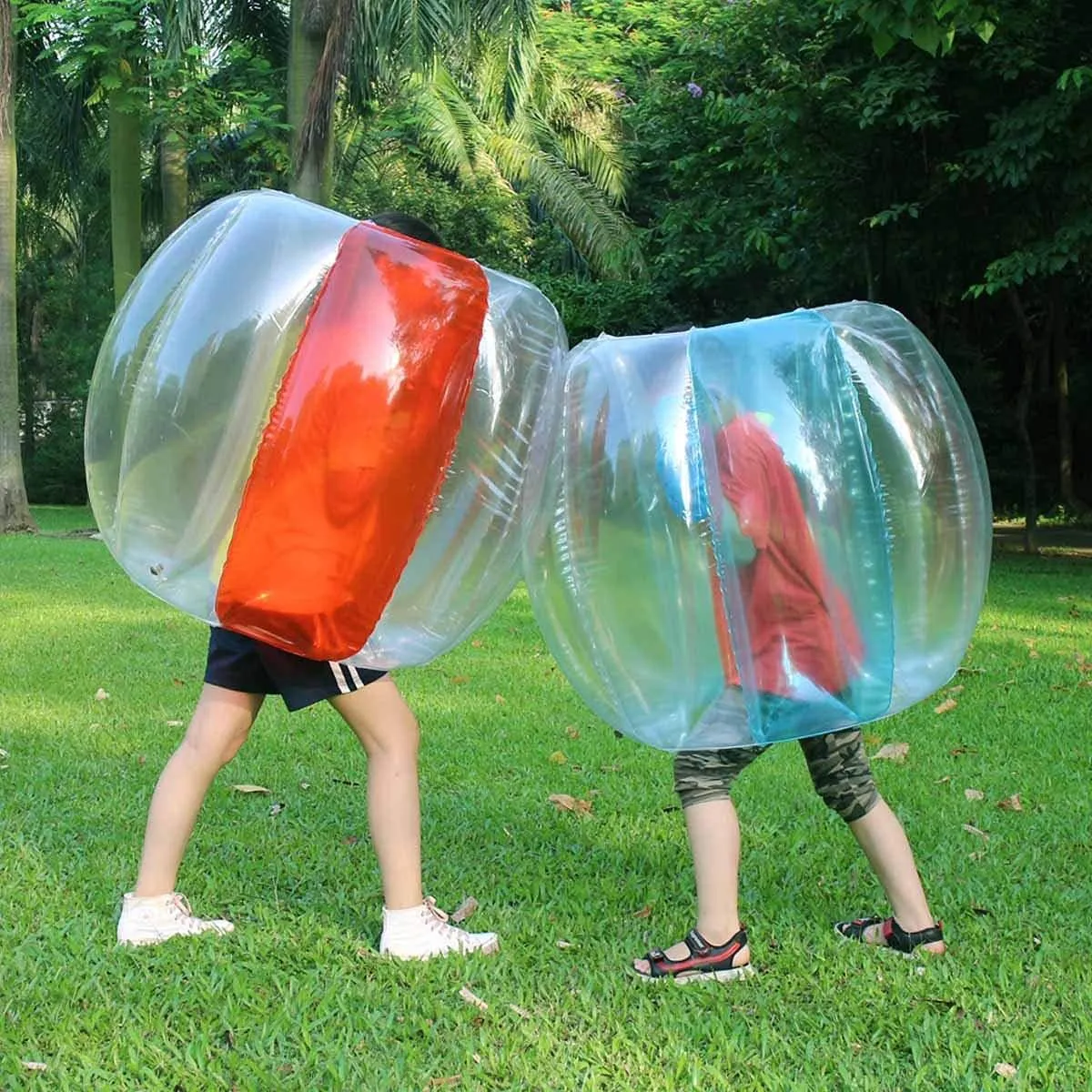 SUNSHINEMALL 2 Pack Sumo Balls for Kids Bumper Balls (3ft/0.90m) Inflatable Bubble House Summer Outdoor Toys for Adults Yard Human Hamster Ball Active Play(Red Blue 36")