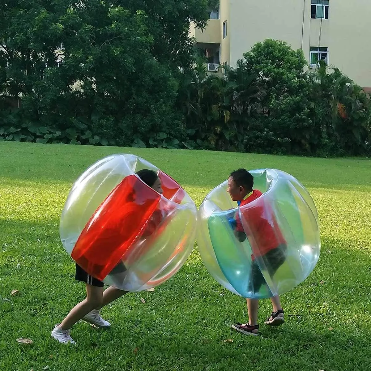 SUNSHINEMALL 2 Pack Sumo Balls for Kids Bumper Balls (3ft/0.90m) Inflatable Bubble House Summer Outdoor Toys for Adults Yard Human Hamster Ball Active Play(Red Blue 36")