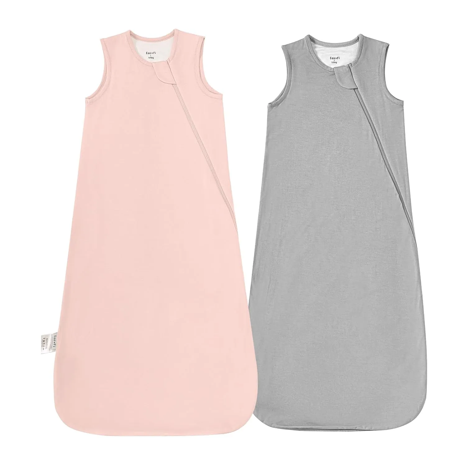 Supersoft Rayon Made from Bamboo Sleep Sack 18-24 Months 1.0 Tog Toddler Sleep Sack 2t Baby Wearable Blanket with 2-Way Zipper Unisex Sleeping Bag for Babies All-year-around (2 Pack) Pink & Gray
