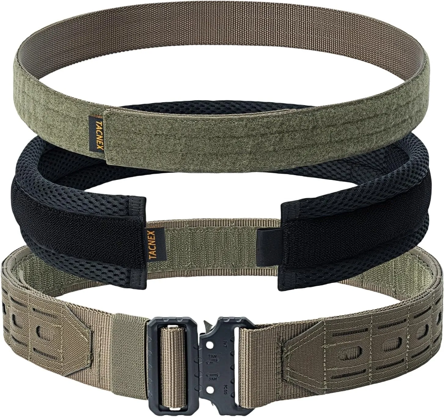 Tactical Battle Belt 2" Quick Release MOLLE Combat Range Belt with 2 1/3" Back Pad 1.5" Underbelt