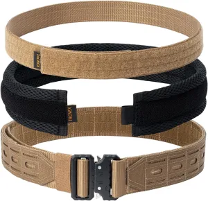 Tactical Battle Belt 2" Quick Release MOLLE Combat Range Belt with 2 1/3" Back Pad 1.5" Underbelt