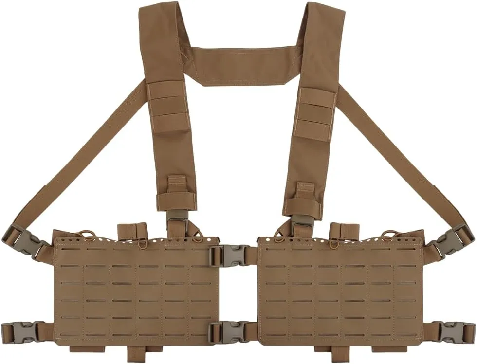 Tactical Chest Pack,Placard Split Front Chest Rig MOLLE System Magazine Pouch
