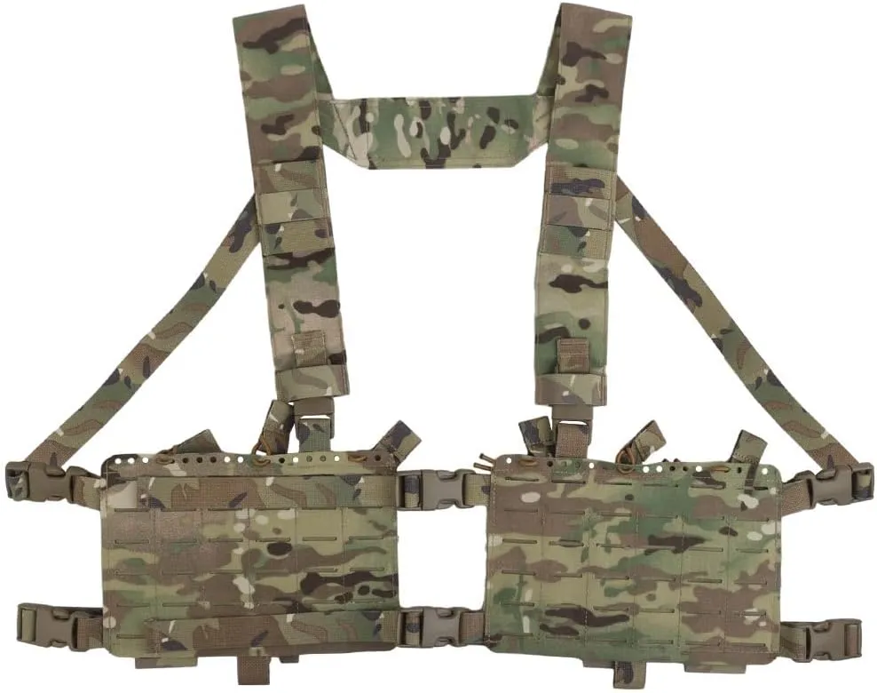 Tactical Chest Pack,Placard Split Front Chest Rig MOLLE System Magazine Pouch