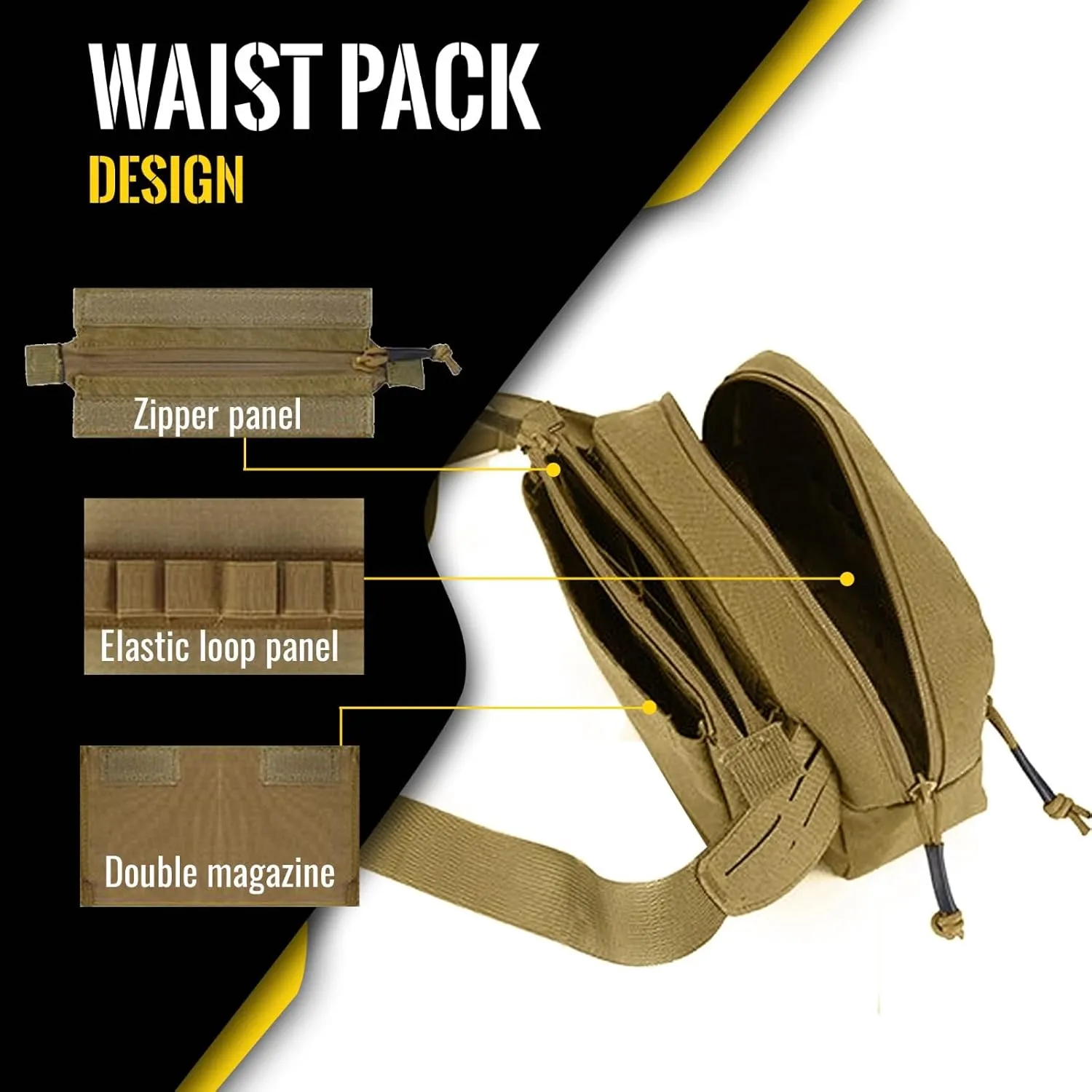 Tactical Fanny Pack |Navy SEAL Designed, Tested & Guaranteed| Versatile Concealed Carry Bag with EDC Gear | Ideal for Hunting & CCW (BLACK)
