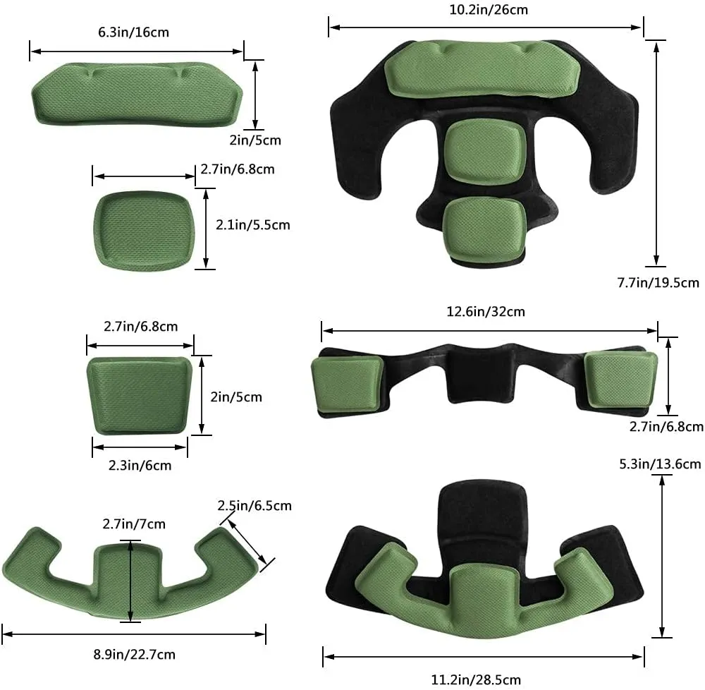 Tactical Helmet Pads - Universal Replacement Internal Memory Foam Pad Inserts for ACH, MICH, EXF Helmets