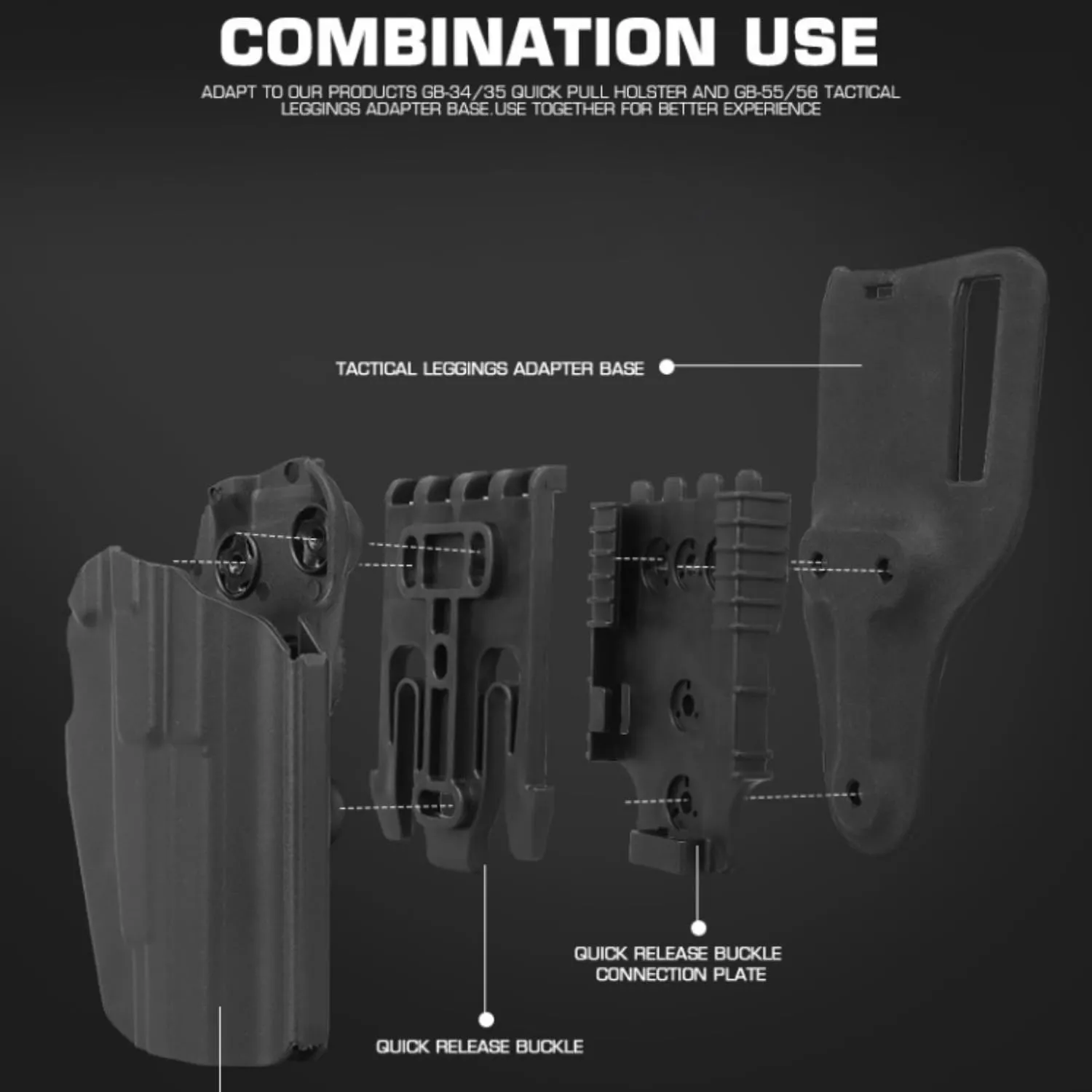Tactical Holster Combination Adapter，Hunting Drop Leg Holster Thigh Belt with QLS Kit and Mid-Ride Belt Loop Platform