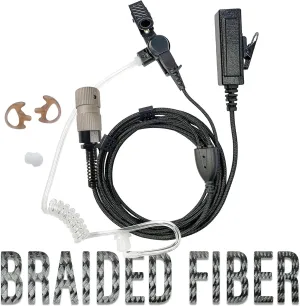 Tactical Mic & Earpiece Braided Fiber Kit - Compatible w/Harris/Thales/Tri- PRC, Falcon Series, MBITR Series, (U229/U329 Connector)