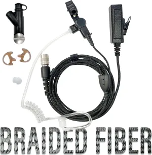 Tactical Mic & Earpiece Braided Fiber Kit - Quick Disconnect Compatible w/Harris: XG-100/P, XL-185/P/Pi, XL-200/P/Pi