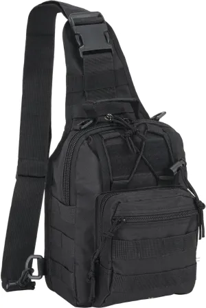 Tactical Shoulder Sling Bag Small Outdoor Military Sport Bag Pack Sling Shoulder Backpack Tactical Bag for Men Every Day Carry, Traveling, Trekking, Camping - Black