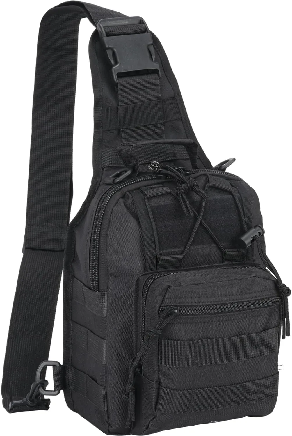 Tactical Shoulder Sling Bag Small Outdoor Military Sport Bag Pack Sling Shoulder Backpack Tactical Bag for Men Every Day Carry, Traveling, Trekking, Camping - Black