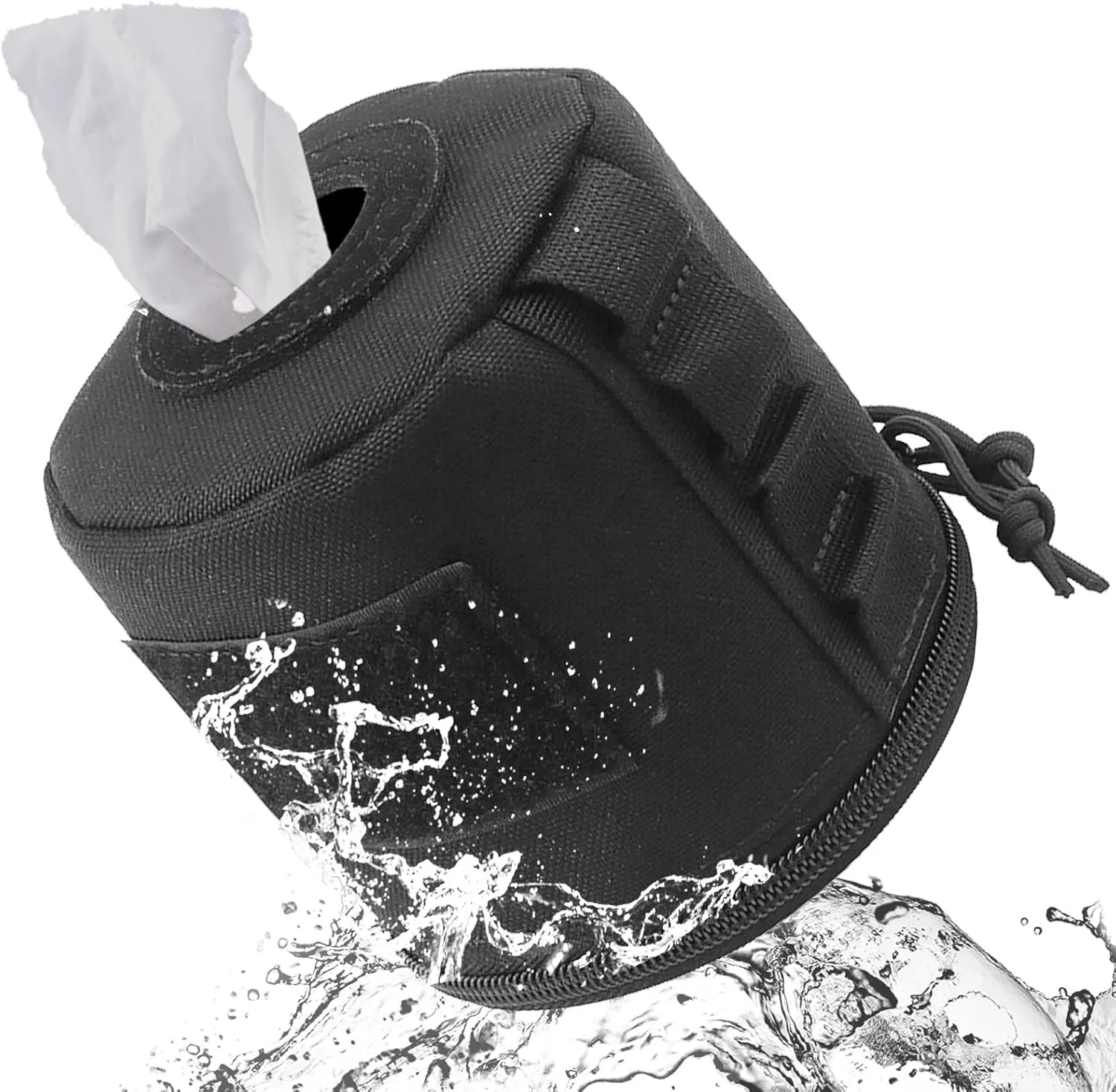 Tactical Toilet Paper Cover Waterproof Cat Proof Towel Holder Roll Paper Case Cover Portable and Foldable Paper Storage Bag with Molle Mount Webbing for Car Camping Outdoor Tent Travel