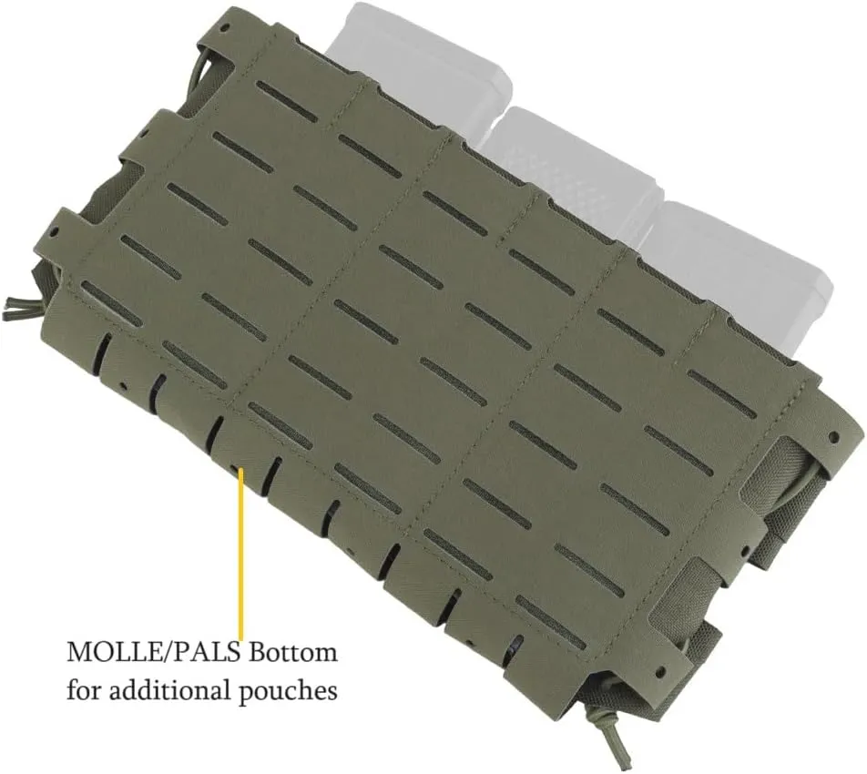 Tactical Triple Mag Pouch Hook and Loop 556 Magazine Placard,The Slicksters Adapt MOLLE Front Flap Hanging Panel