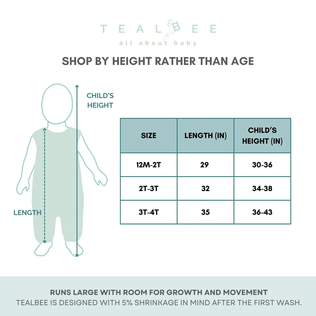 Tealbee DREAMSUIT: Toddler Sleep Sack with Feet 12-18 Months, 18-24 Months - 0.8 TOG Lightweight Summer Baby Wearable Blanket for Walkers - Rayon Made from Bamboo, Organic Cotton Sleeping Bag - Dash