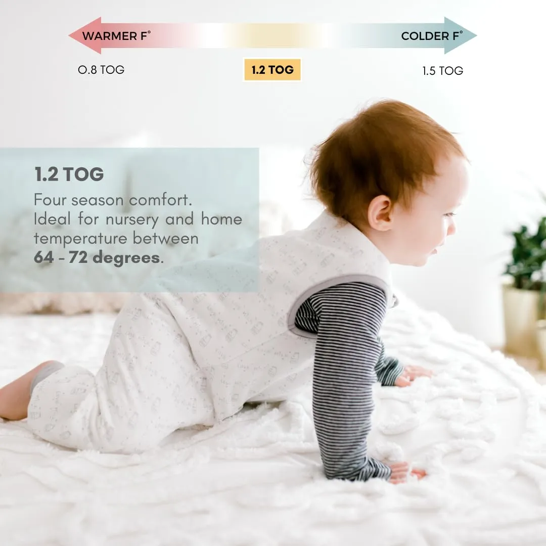 Tealbee Dreamsuit: Toddler Sleep Sack with Feet 2T 3T - 1.2 TOG All Season Baby Wearable Blanket for Walkers - Rayon made from Bamboo, Organic Cotton Sleeping Bag - Love Milk