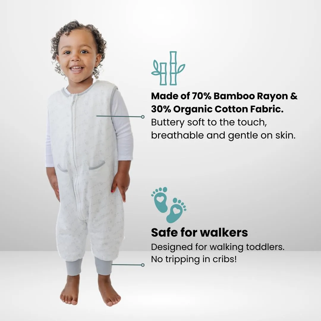 Tealbee Dreamsuit: Toddler Sleep Sack with Feet 2T 3T - 1.2 TOG All Season Baby Wearable Blanket for Walkers - Rayon made from Bamboo, Organic Cotton Sleeping Bag - Love Milk