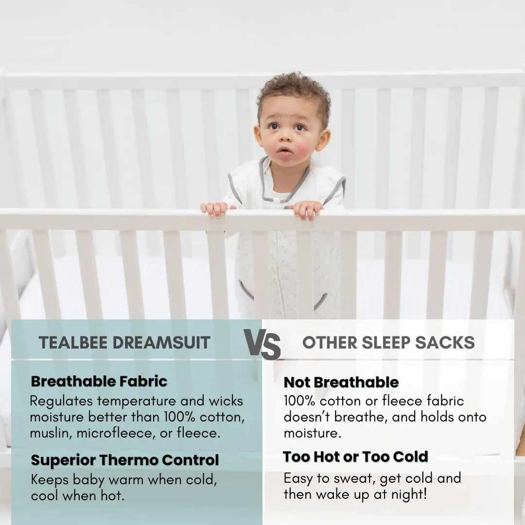 Tealbee Dreamsuit: Toddler Sleep Sack with Feet 2T 3T - 1.2 TOG All Season Baby Wearable Blanket for Walkers - Rayon made from Bamboo, Organic Cotton Sleeping Bag - Love Milk