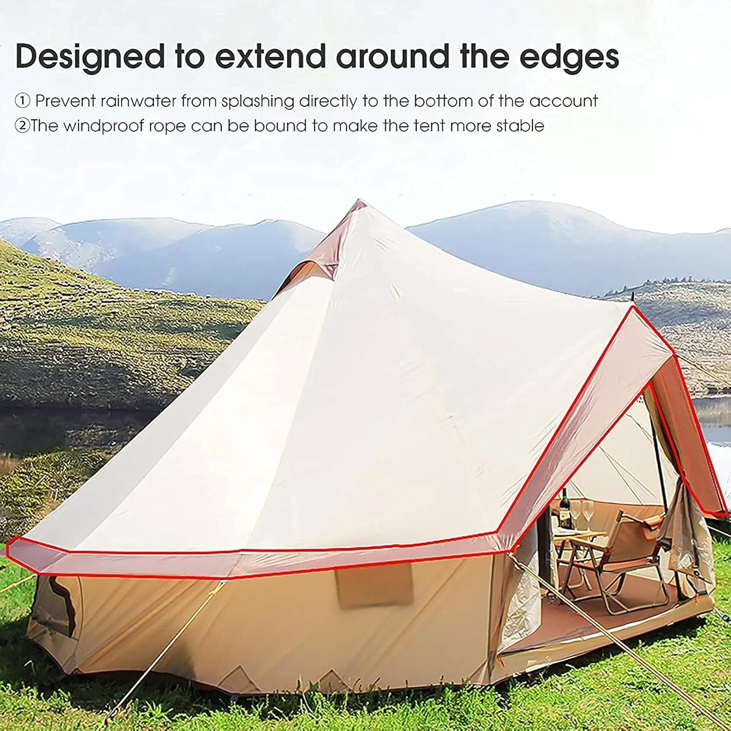 Tent Canvas Tent with Stove Hole Cotton Canvas Tents Yurt Tent for Camping 4-Season Waterproof Tent for Family Camping Outdoor Glamping, Luxury Teepee (C Ljusgr?)