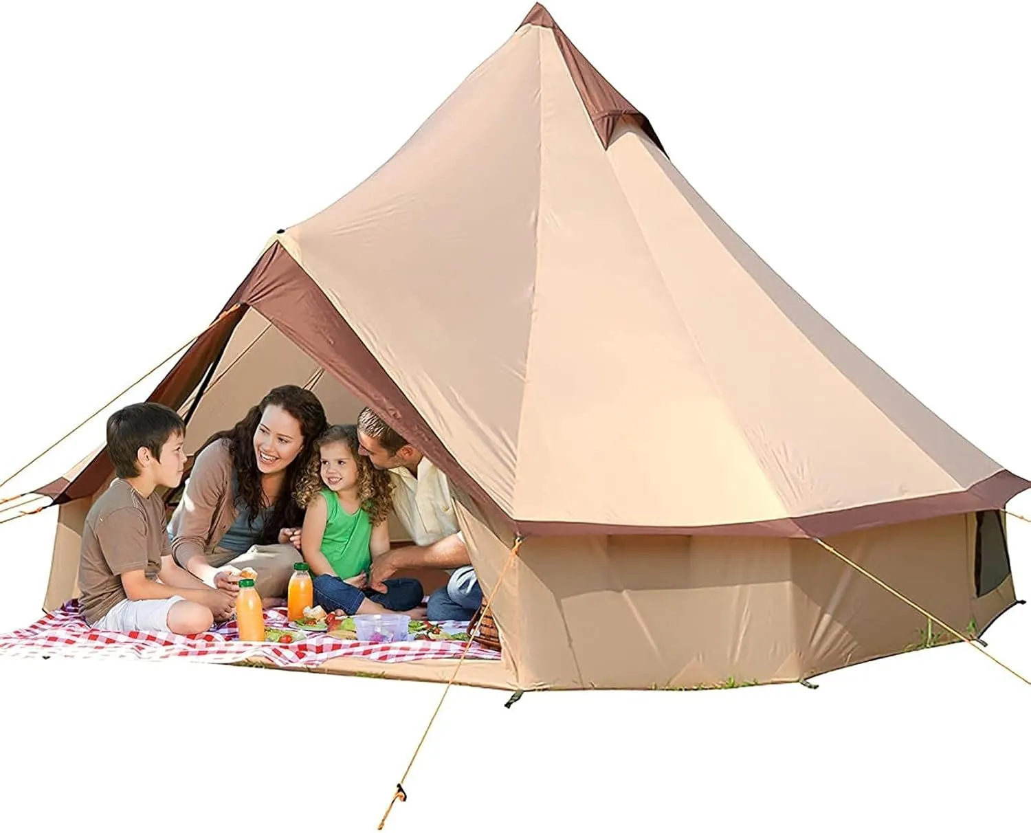 Tent Canvas Tent with Stove Hole Cotton Canvas Tents Yurt Tent for Camping 4-Season Waterproof Tent for Family Camping Outdoor Glamping, Luxury Teepee (C Ljusgr?)