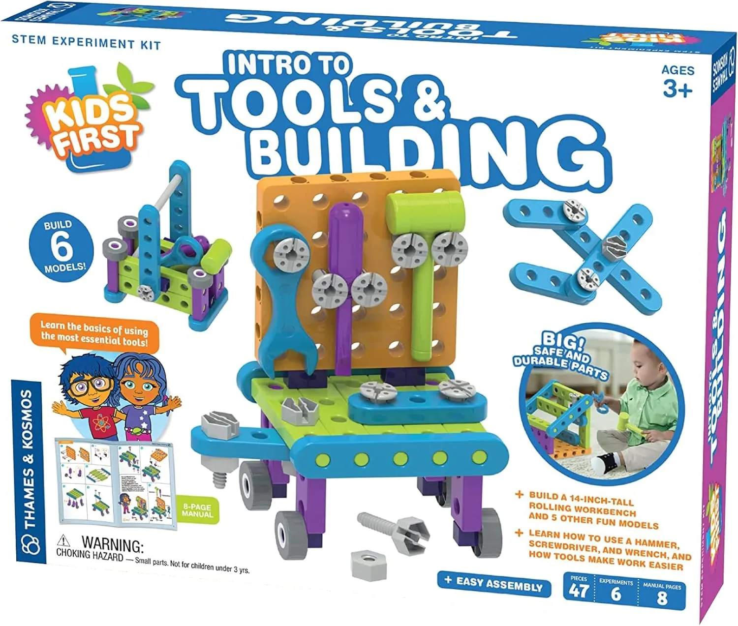 Thames & Kosmos Kids First: Intro to Tools & Building STEM Experiment Kit for Ages 3  | Build 6 Models, Learn Basic Mechanical Engineering Principles | Make Your Own Workbench with Durable Parts