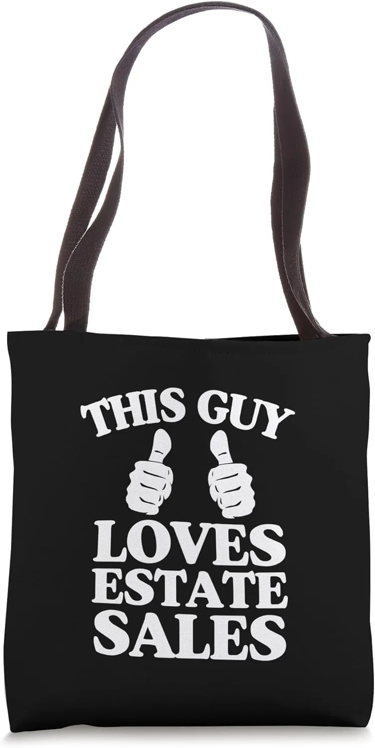 This Guy Loves Estate Sales Two Thumbs Tote Bag
