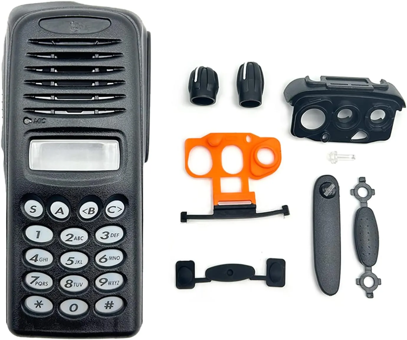 TK2180 TK3180 Full-Keypad Front Housing Replacement Kit | Black Shock-Resistant Radio Frame Repair Parts for Portable Two-Way Radios