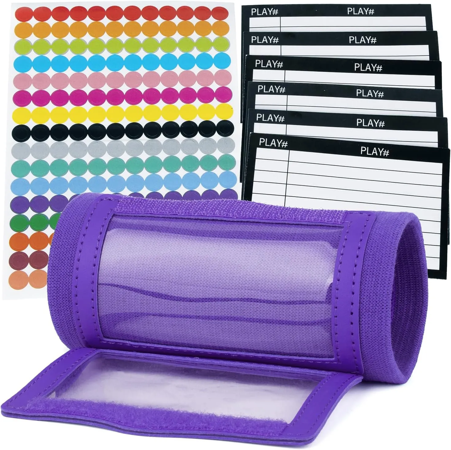 TopTie Football Play Wristband with Quarterback (QB) Playbook - Wrist Coach - 192 Stickers & 6 Sign Cards for Pack