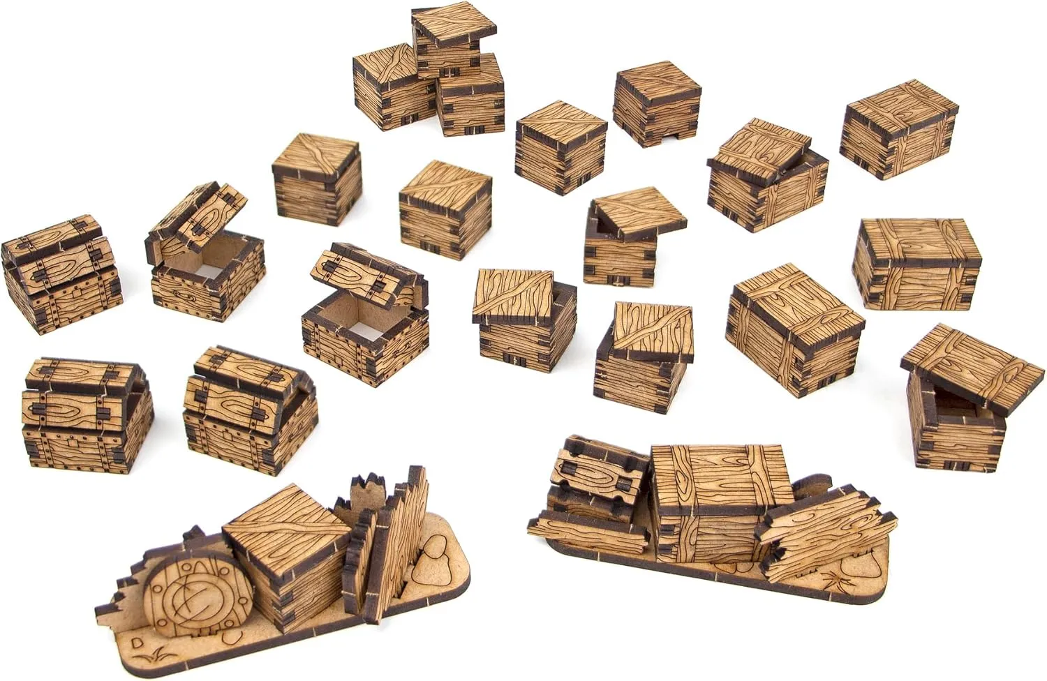 TowerRex Box & Chest DND Terrain, Furniture 28mm Scale Scenery, Accessories for Dungeons & Dragons, Pathfinder, Warhammer, Crate Obstacles Tabletop Wargaming Miniatures, RPG Fantasy Battle Mat