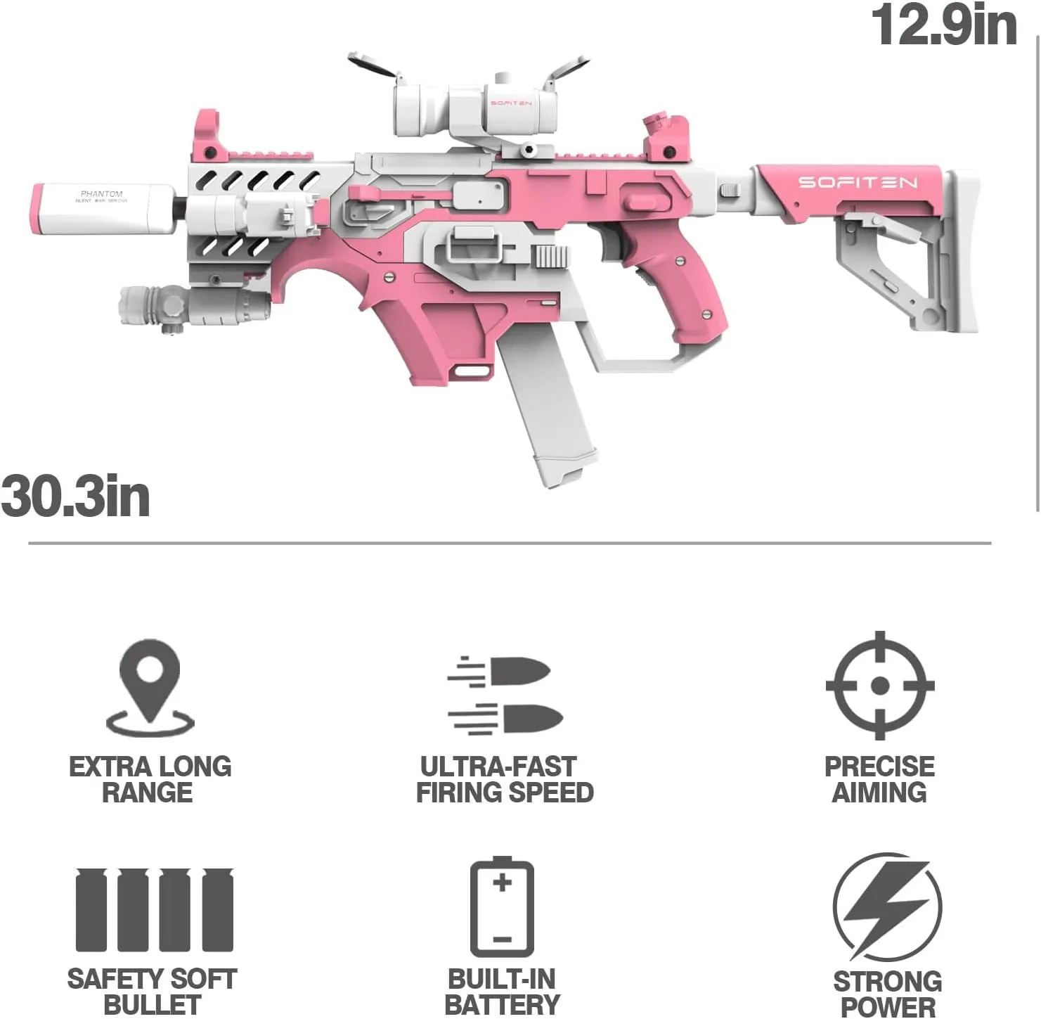 Toy Gun Automatic Sniper Rifle with Tactical Vest Kit, Scope. Toy Foam Blaster Dart Toys with 120 Darts, IR and Flashlight. The Shooting Activity Game for Kids Age 8 