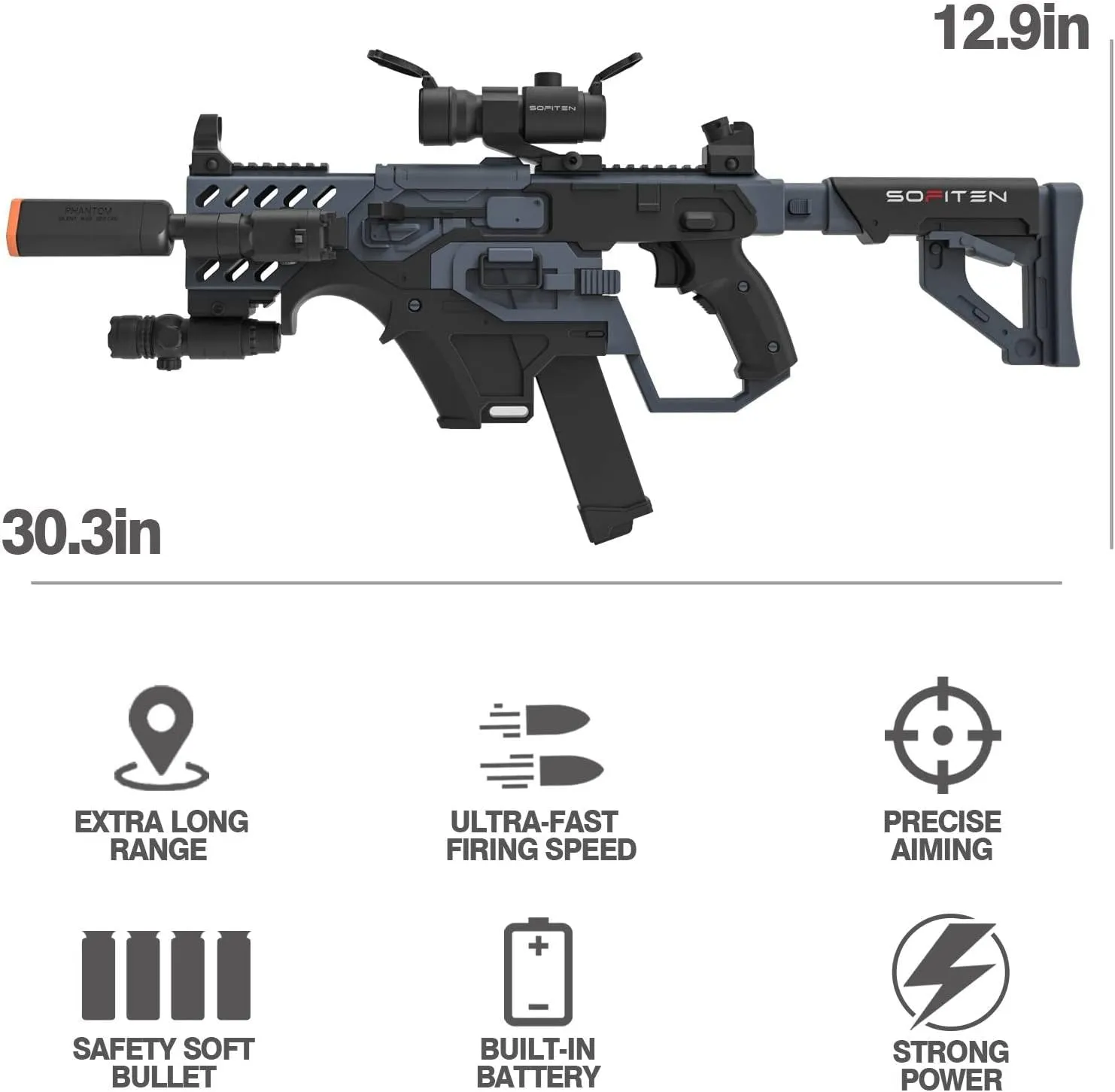 Toy Gun Automatic Sniper Rifle with Tactical Vest Kit, Scope. Toy Foam Blaster Dart Toys with 120 Darts, IR and Flashlight. The Shooting Activity Game for Kids Age 8 