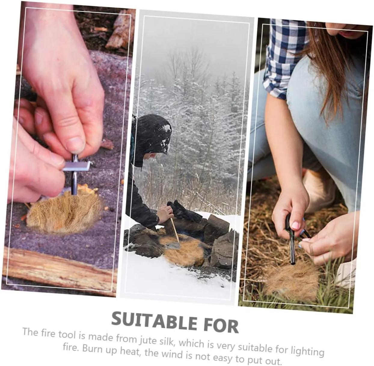 Toyvian 3sets Jute Fire Starter Tools for Camping Lightweight Outdoor Fire Tools for Ignition Campfires BBQ Hiking Survival Situations Convenient and Practical 3pcs*3