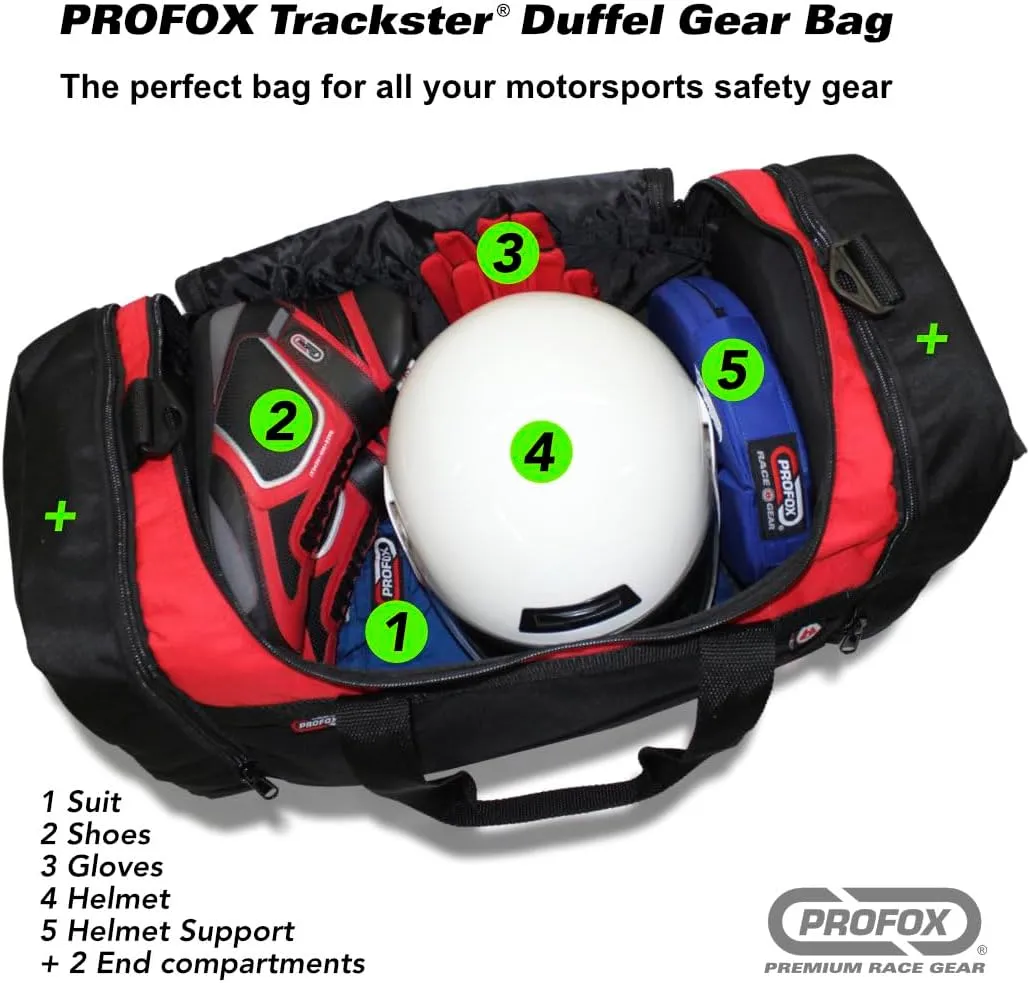 Trackster Auto Racing Motorsports Gym Gear Sports Equipment Duffel Bag (Black-Orange)