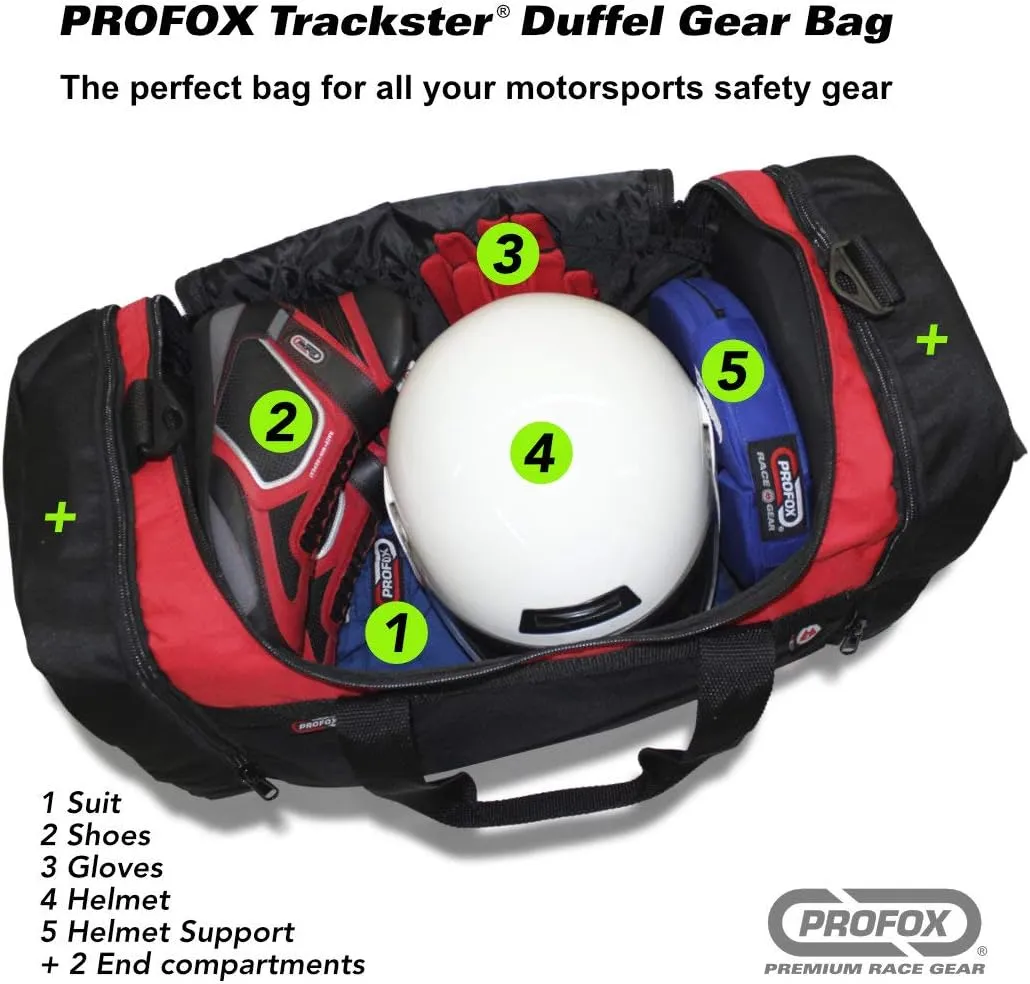 Trackster Auto Racing Motorsports Gym Gear Sports Equipment Duffel Bag (Black-Orange)