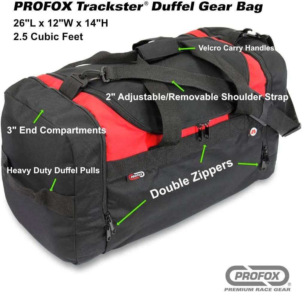 Trackster Auto Racing Motorsports Gym Gear Sports Equipment Duffel Bag (Black-Orange)