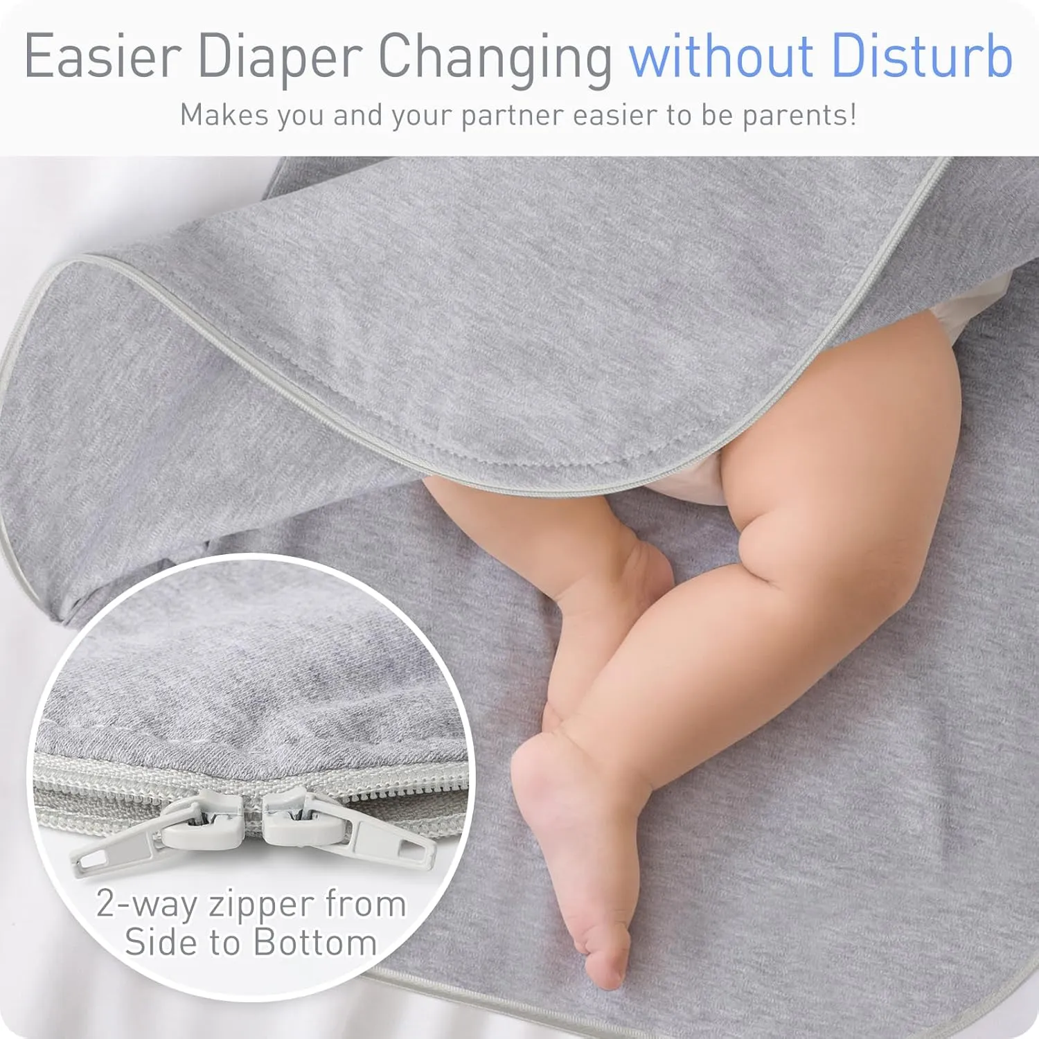Transitional Swaddle Sack with Arms Up & Sleeves, Mitten Cuffs, 2-Way Zipper, Sleeping Sacks for Newborns - Calms Startle Reflex, Boys & Girls Sleep Bag