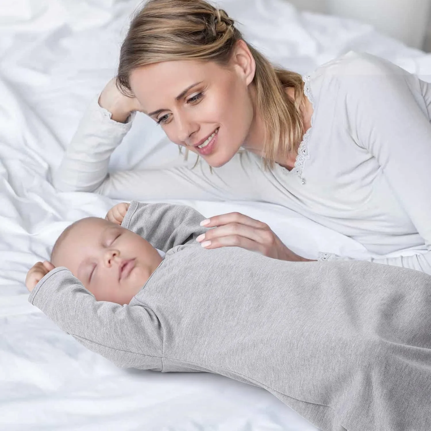 Transitional Swaddle Sack with Arms Up & Sleeves, Mitten Cuffs, 2-Way Zipper, Sleeping Sacks for Newborns - Calms Startle Reflex, Boys & Girls Sleep Bag